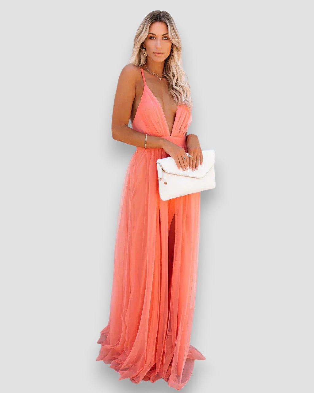 Savannah | Deep Plunge Chiffon Maxi Dress