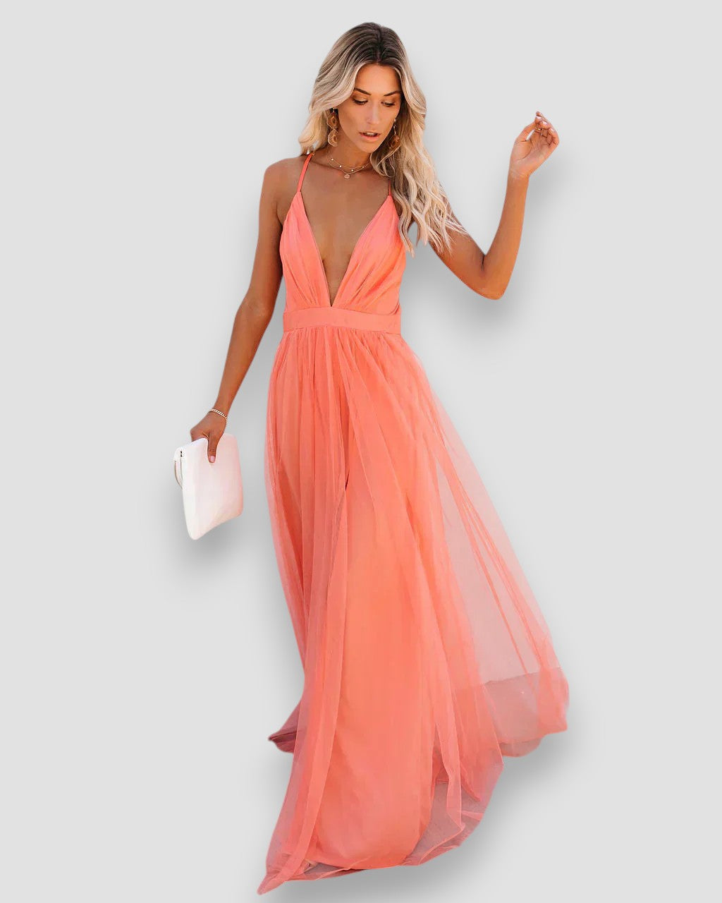 Savannah | Deep Plunge Chiffon Maxi Dress