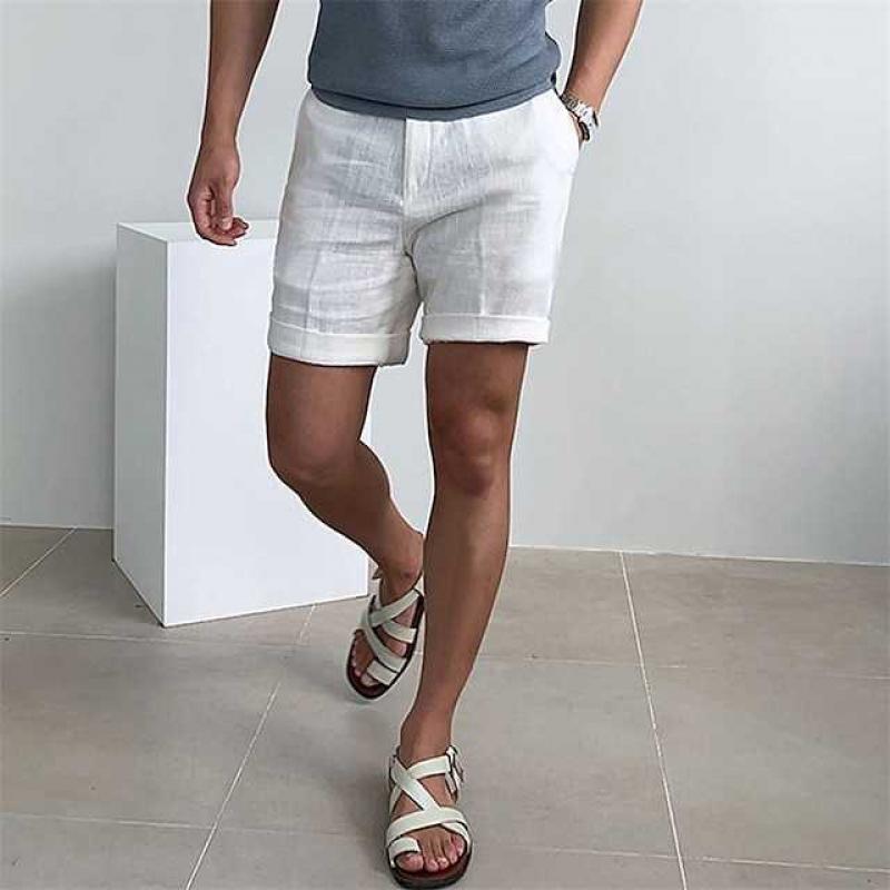 Men’s Linen Shorts – Relaxed Fit – Cuffed Hem – Lightweight Breathable Casual Wear