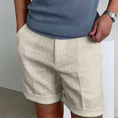 Men’s Linen Shorts – Relaxed Fit – Cuffed Hem – Lightweight Breathable Casual Wear