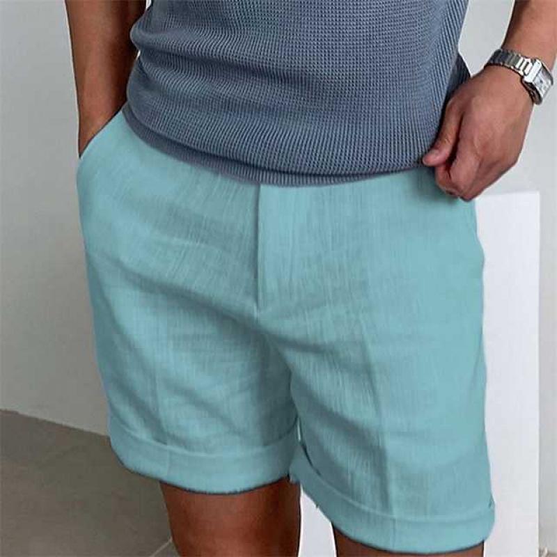 Men’s Linen Shorts – Relaxed Fit – Cuffed Hem – Lightweight Breathable Casual Wear