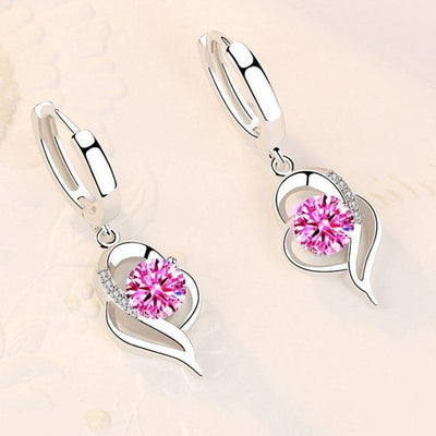 Sterling Silver and Zirconia Inlaid Floral Earrings | White Gold 18k
