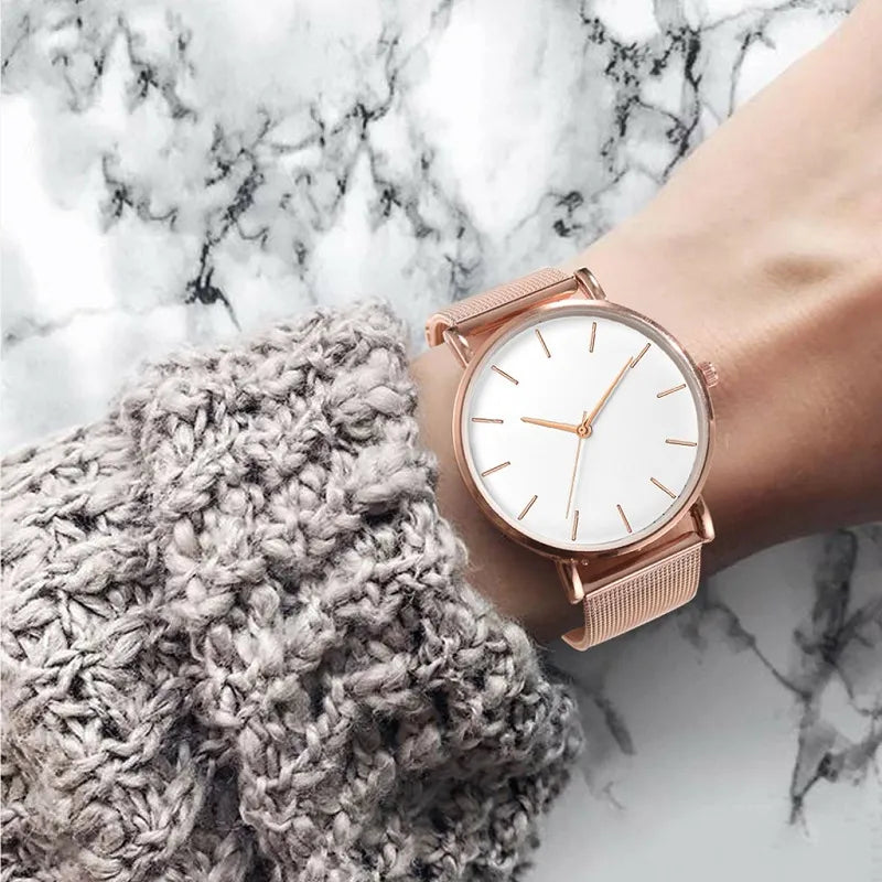 Minimalist Stainless Steel Mesh Quartz Watch