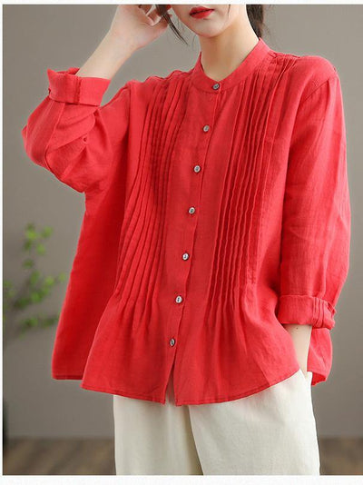 Ramie Blouse - White Linen Shirt Tunics Women