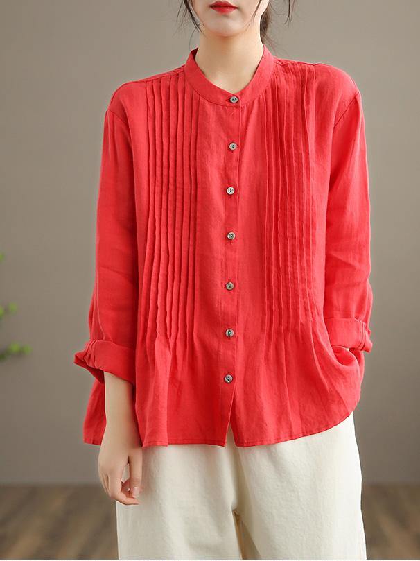 Ramie Blouse - White Linen Shirt Tunics Women