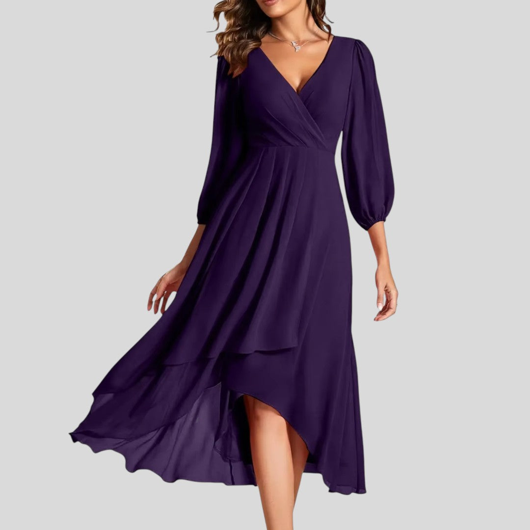 Vera | Ruffled Edge Asymmetrical Hem Dress