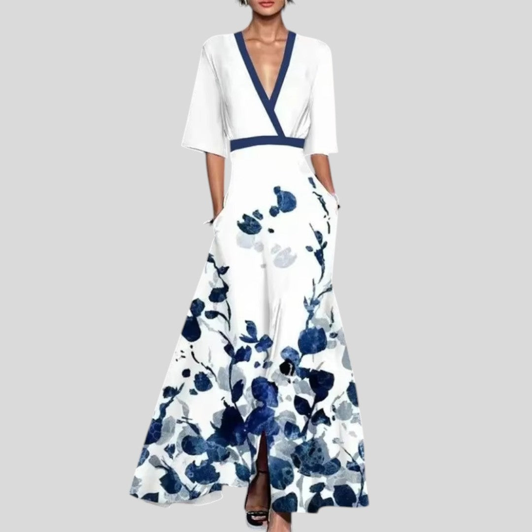 Jasmine | Elegant Flower Pattern Maxi Dress