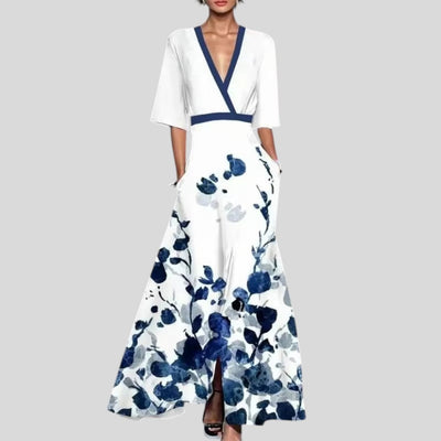 Jasmine | Elegant Flower Pattern Maxi Dress