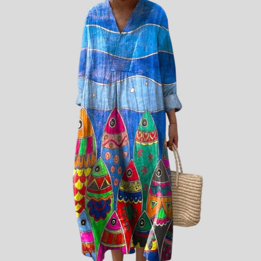 Elvira | Geometric Grace Midi Dress