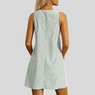 Felicia | Sleeveless Striped Pocket Dress
