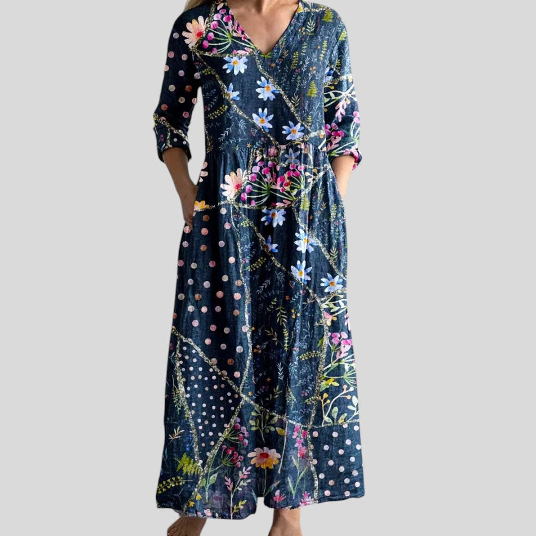 Polly | Retro Maxi Dress with Patterns