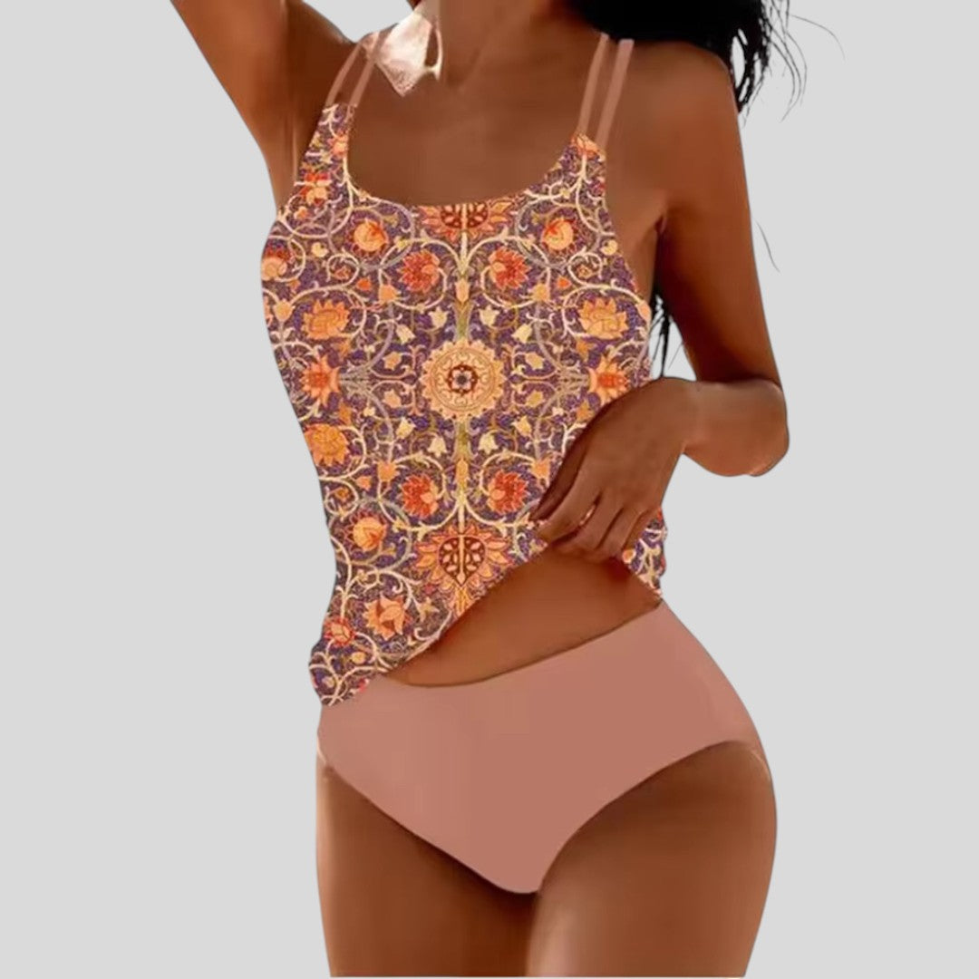 Tereza | Elegant Floral Double Band Tankini
