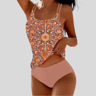 Tereza | Elegant Floral Double Band Tankini