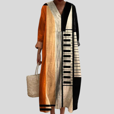 Elvira | Geometric Grace Midi Dress