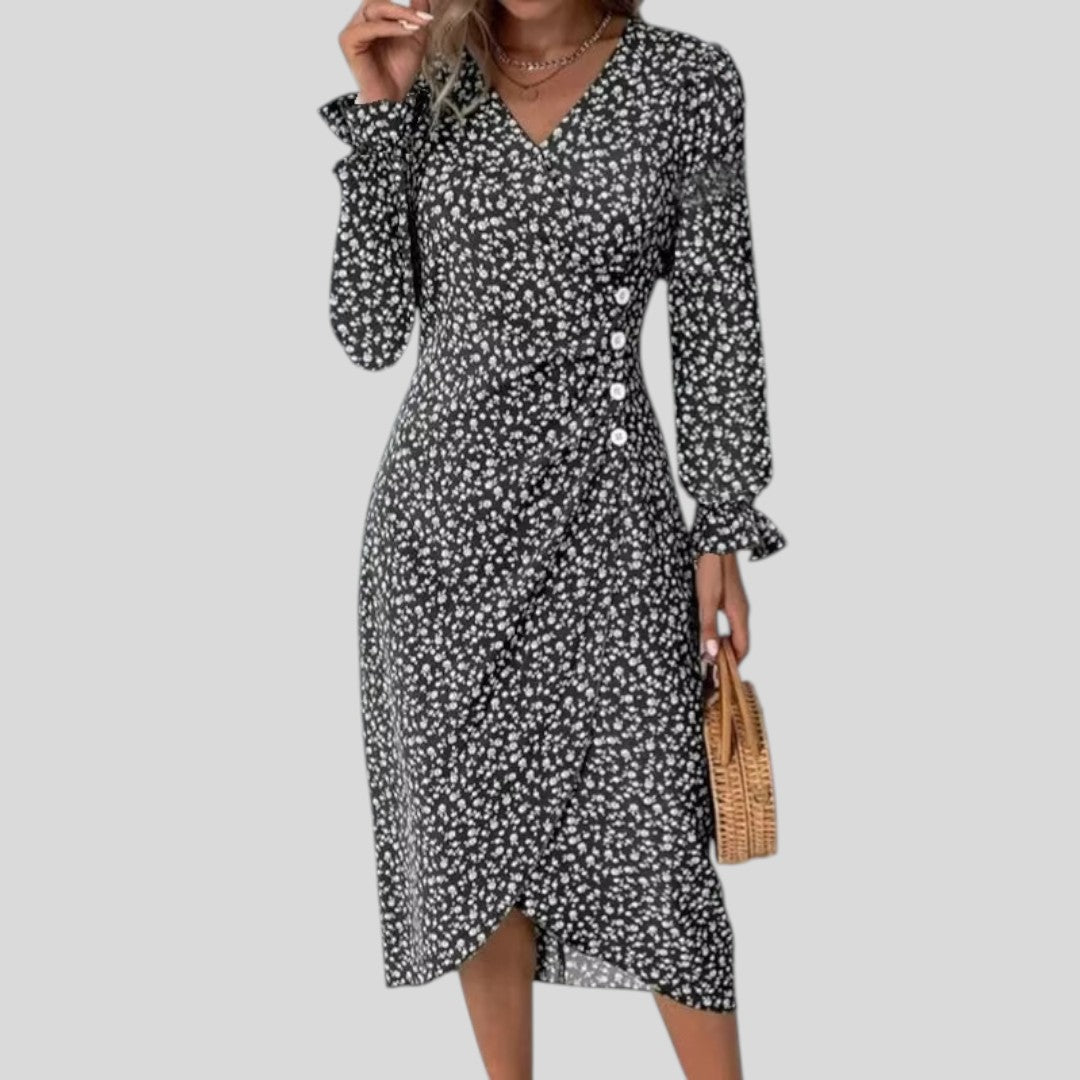 Hanna | Refined Floral Print Midi Dress