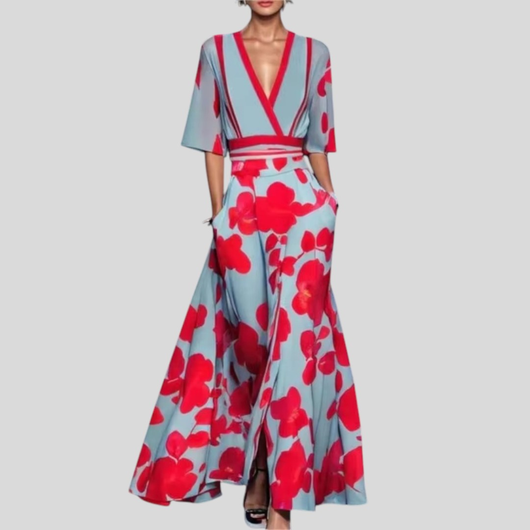 Jasmine | Elegant Flower Pattern Maxi Dress
