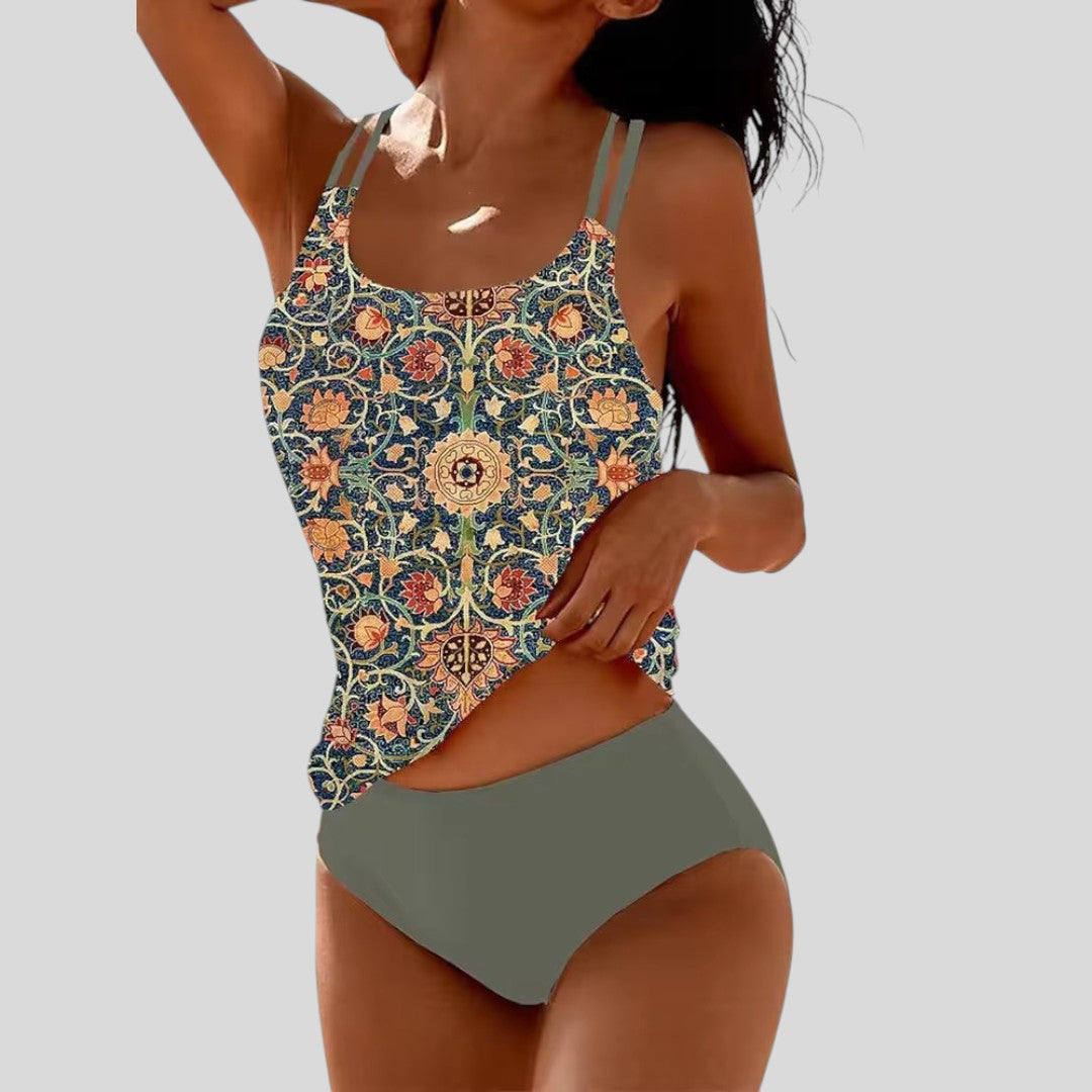 Tereza | Elegant Floral Double Band Tankini