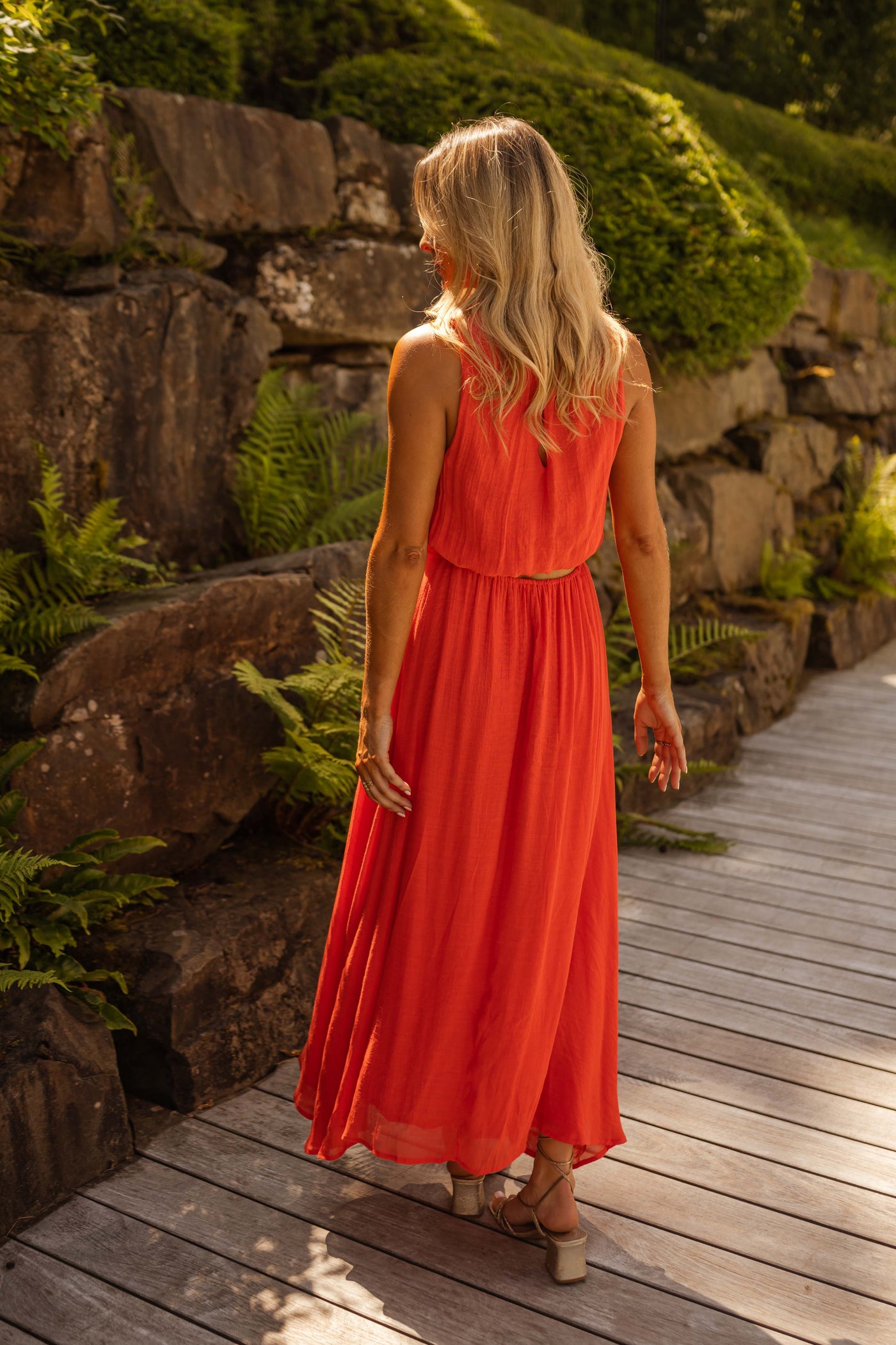 LISA™ - SUMMER DRESS WITH VIBRANT ORANGE COLOR