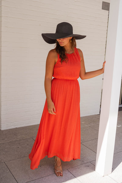 LISA™ - SUMMER DRESS WITH VIBRANT ORANGE COLOR