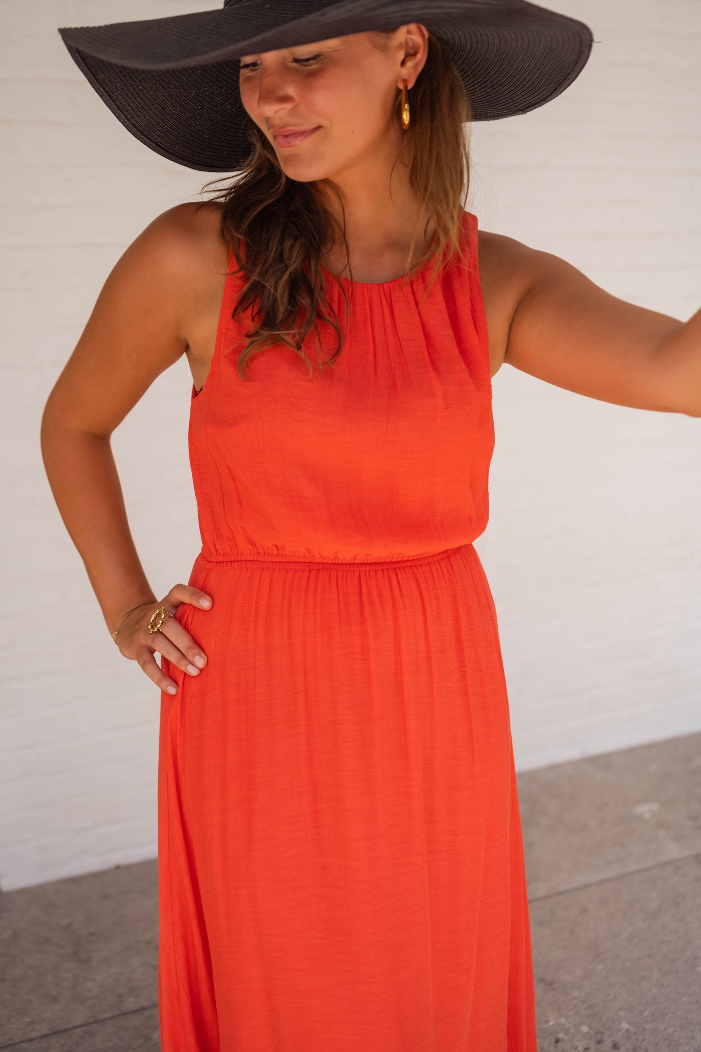 LISA™ - SUMMER DRESS WITH VIBRANT ORANGE COLOR