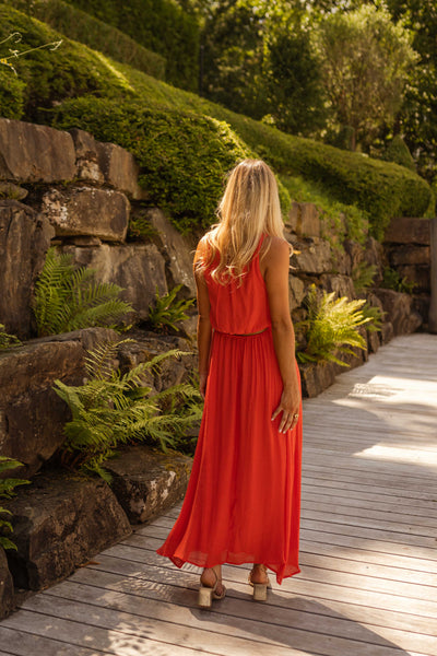LISA™ - SUMMER DRESS WITH VIBRANT ORANGE COLOR
