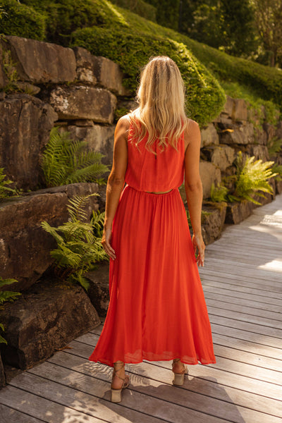 LISA™ - SUMMER DRESS WITH VIBRANT ORANGE COLOR