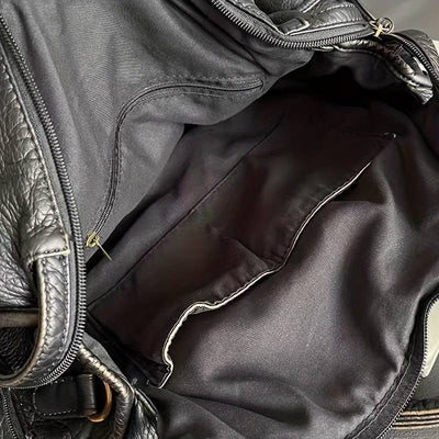 Elegant vintage leather black handbag