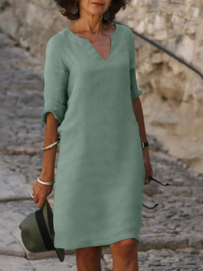 Avencea Dress with V-Neck that Effectively Covers the Belly