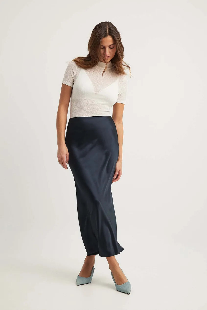 Avencea Satin Skirt with High Waist