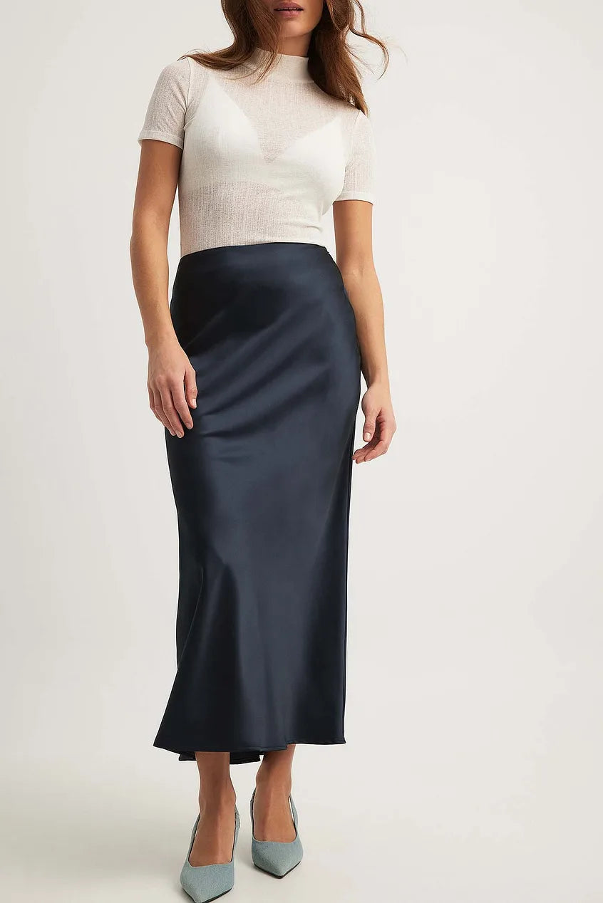 Avencea Satin Skirt with High Waist