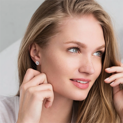 Moissanite Screw Back Earrings | White Gold 16k