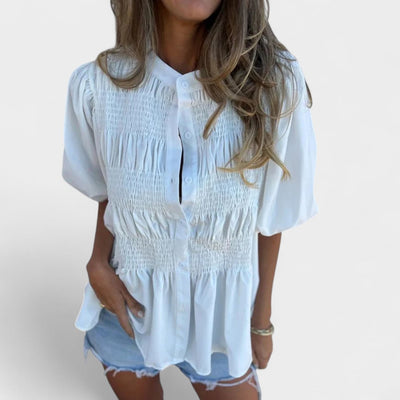 NORTHLINE STUDIO | SMOCKED BUTTON BLOUSE