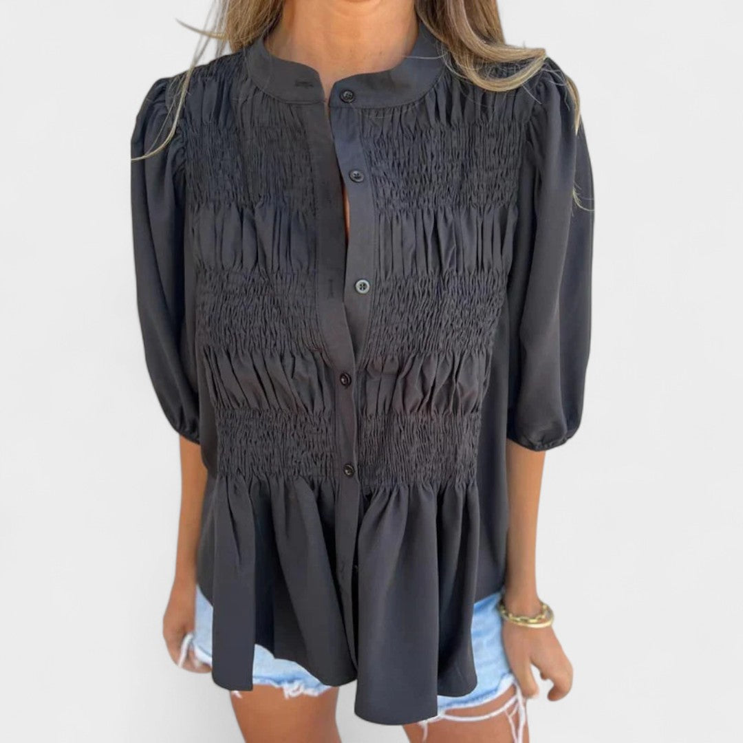 NORTHLINE STUDIO | SMOCKED BUTTON BLOUSE