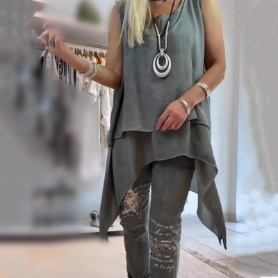 Oriane™ - TWO-PIECE SET WITH SLEEVELESS TOP AND PRINTED TROUSERS