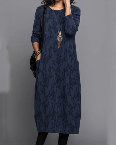 Avencea | Long-Sleeve Dress with Floral Pattern – Elegance and Authenticity for Women