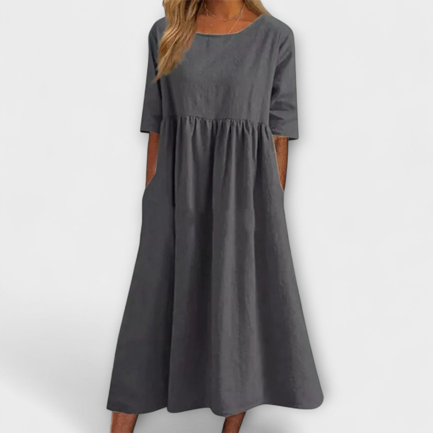 Ella | Soft Sky Relaxed Fit Midi Dress