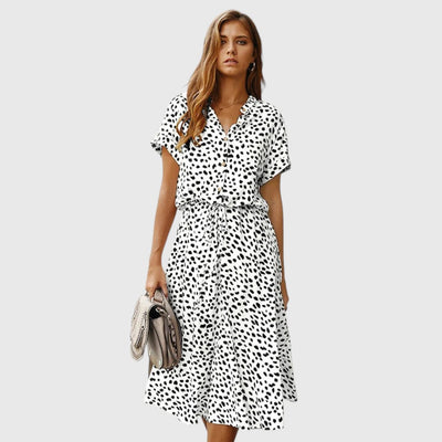 Eliza | Soft Spice Printed Midi Dress
