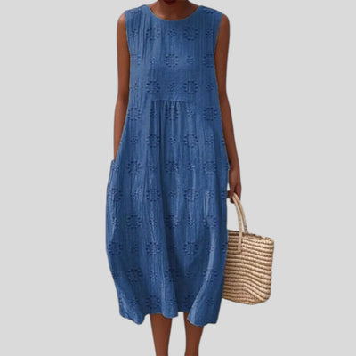 Stella | Sleeveless Embroidered Cotton Dress