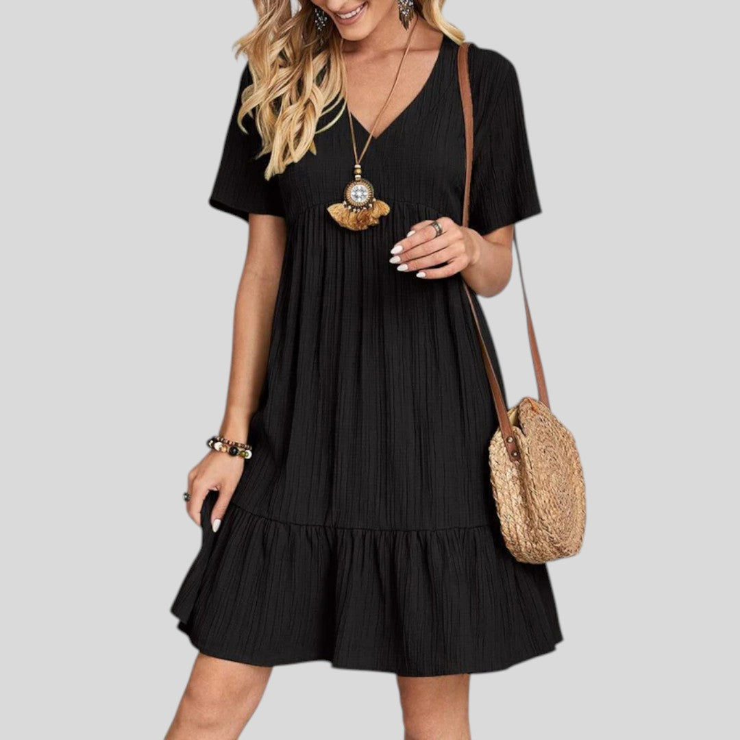 Audrey | Trendy Boho Ruffle Hem Dress