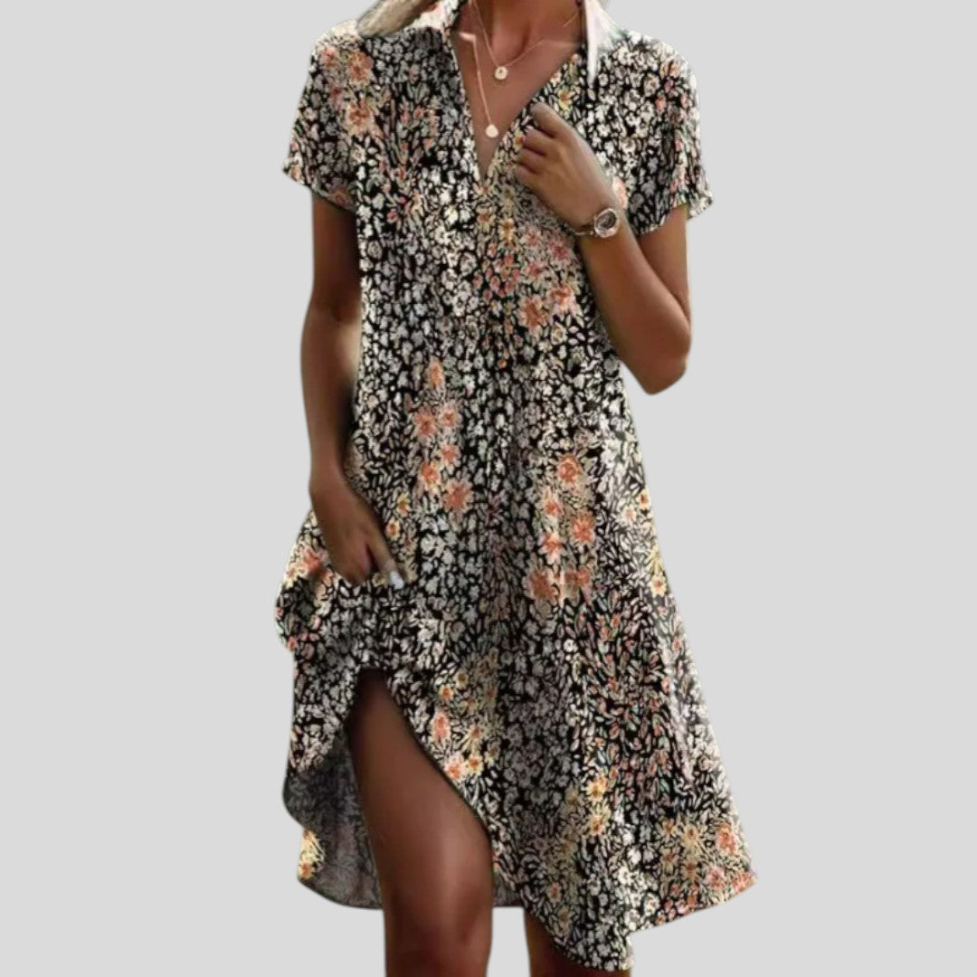 Ida | Chic Blossom Button-Front Dress