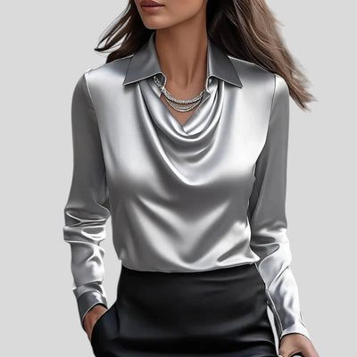 Serena | Luxe Satin Draped Blouse