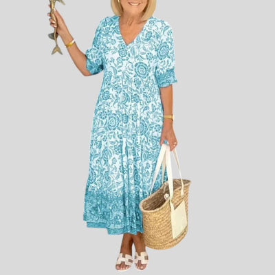 Luna | Elegant Floral V-Neck Dress