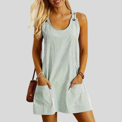 Felicia | Sleeveless Striped Pocket Dress