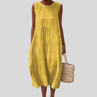 Stella | Sleeveless Embroidered Cotton Dress