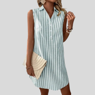 Tina | Striped Button-Down Shirt Dress