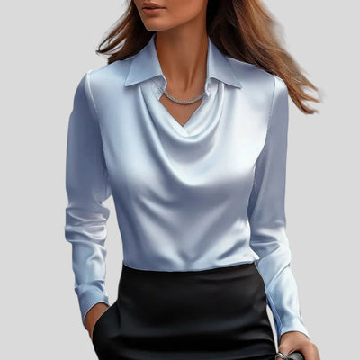Serena | Luxe Satin Draped Blouse