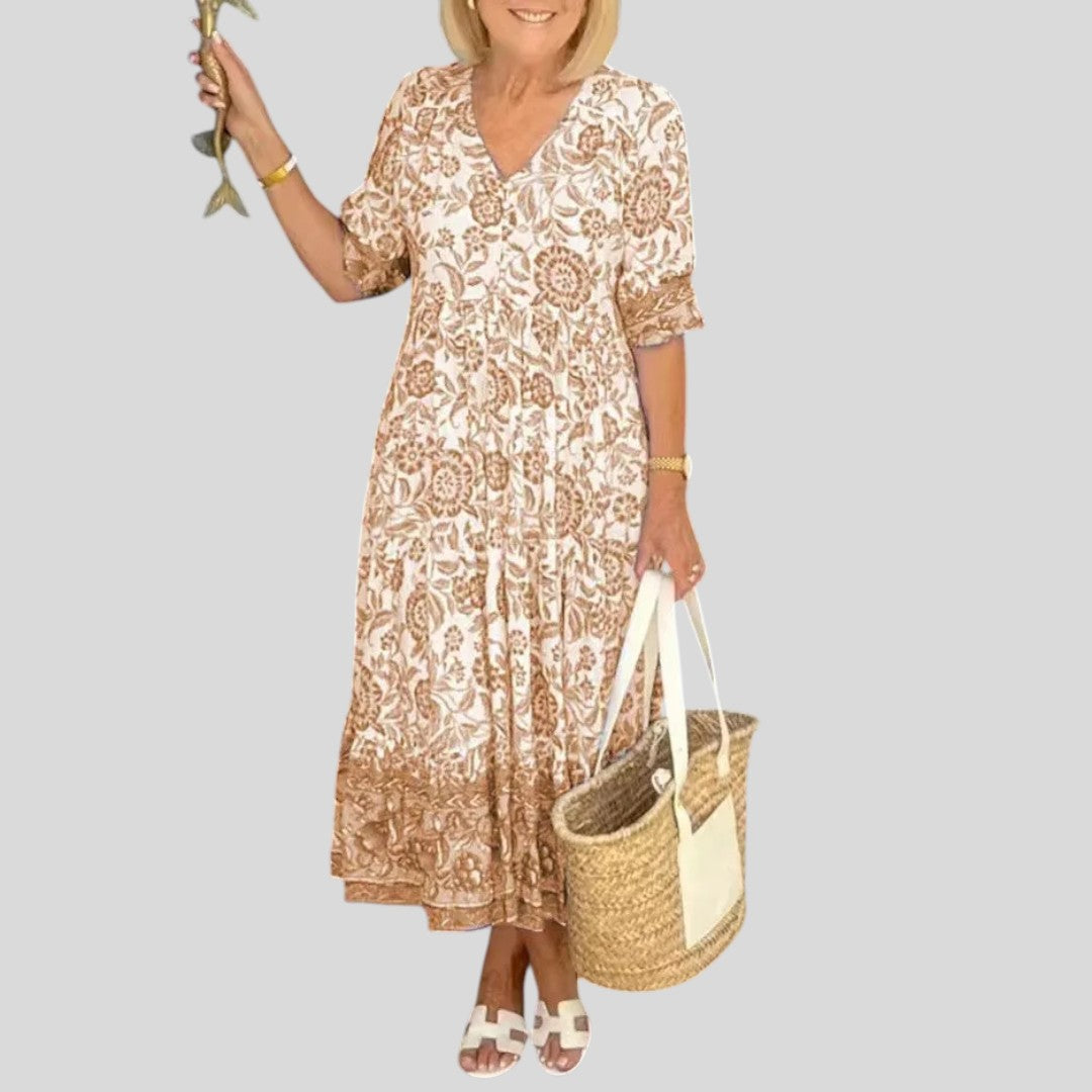 Luna | Elegant Floral V-Neck Dress