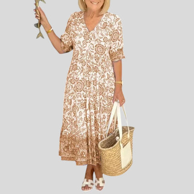 Luna | Elegant Floral V-Neck Dress