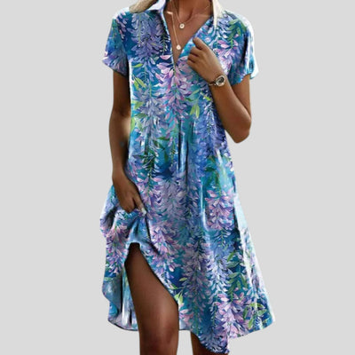 Ida | Chic Blossom Button-Front Dress