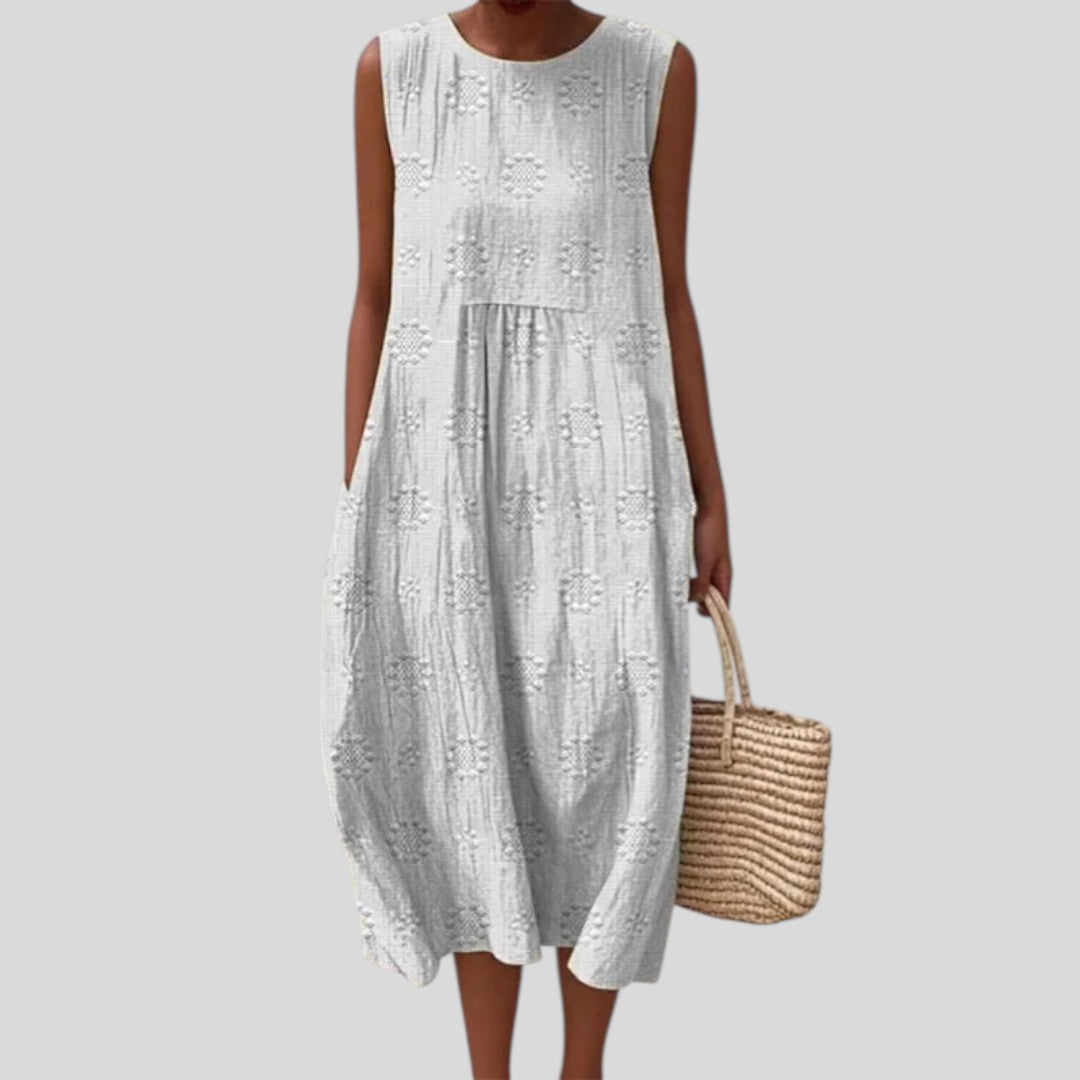 Stella | Sleeveless Embroidered Cotton Dress